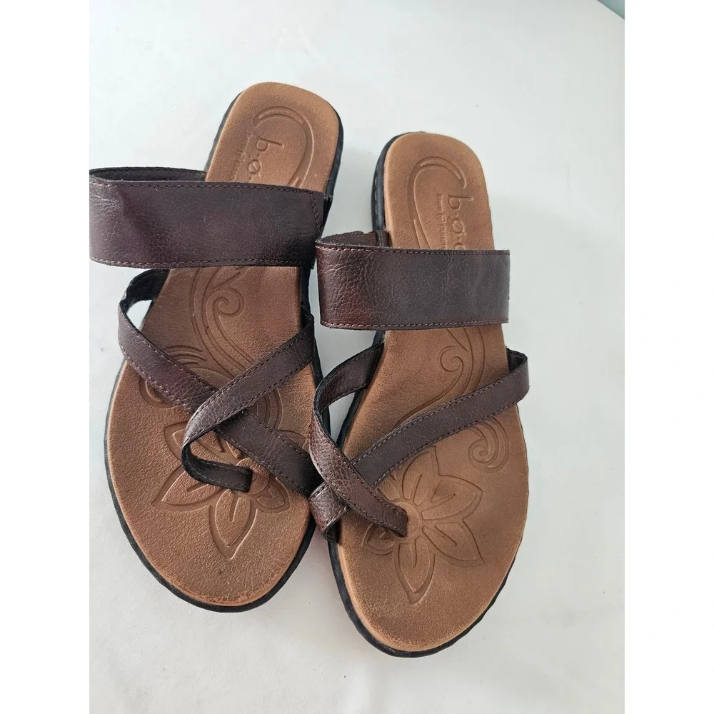 Boho b.o.c. Born Concept Strappy Toe Loop Sandals Womens 8 Brown C54206 Flat